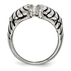 Polished & Antiqued Wings Ring in Stainless Steel