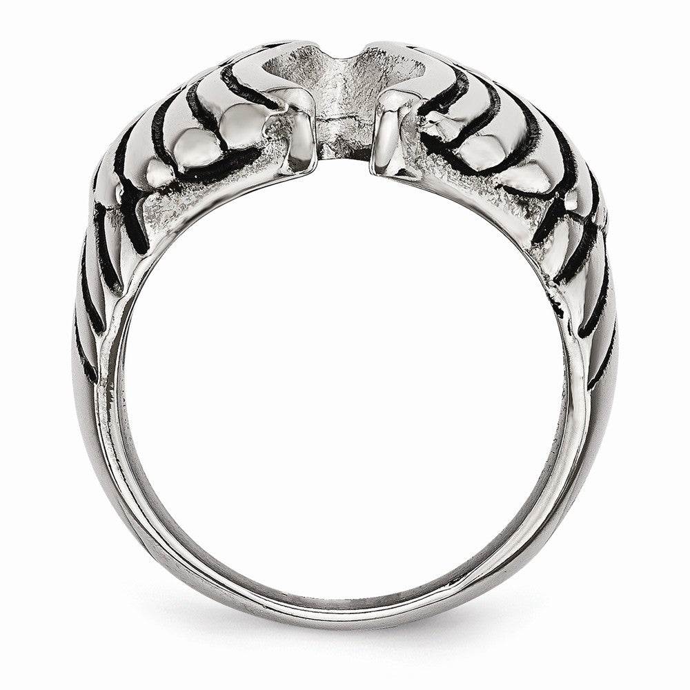 Stainless Steel Wings Ring with Polished Antiqued Finish Unisex