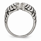 Stainless Steel Wings Ring with Polished Antiqued Finish Unisex