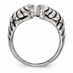 Stainless Steel Wings Ring with Polished Antiqued Finish Unisex