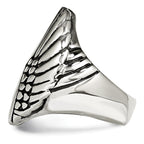 Polished & Antiqued Wings Ring in Stainless Steel