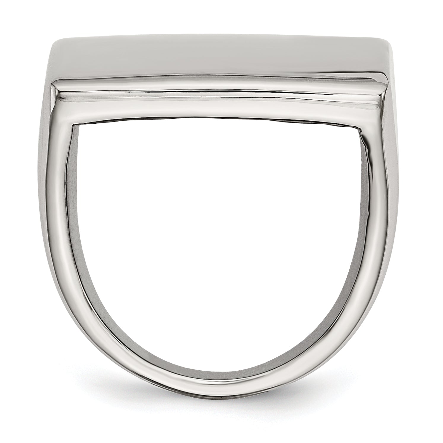 StainleSterling Silver Steel Polished Square Ring Secondary image