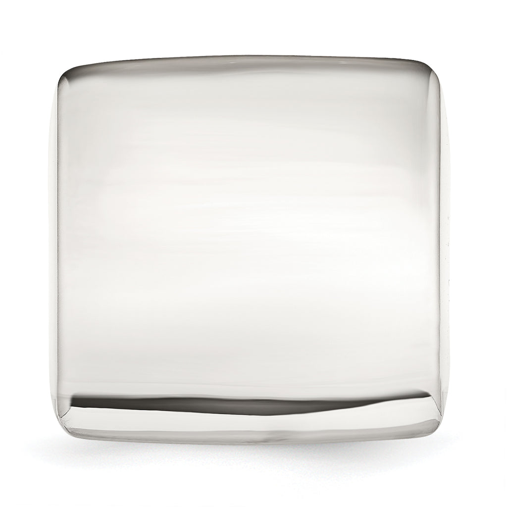 StainleSterling Silver Steel Polished Square Ring