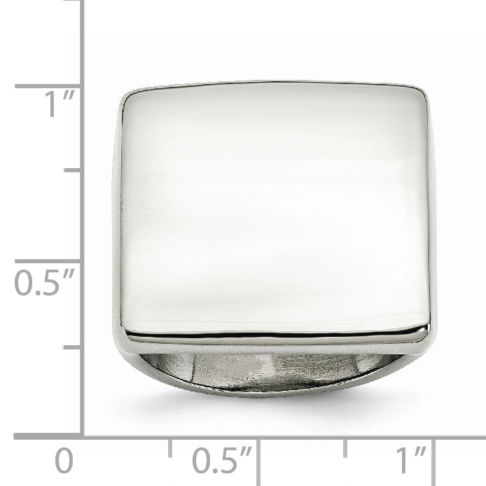 StainleSterling Silver Steel Polished Square Ring