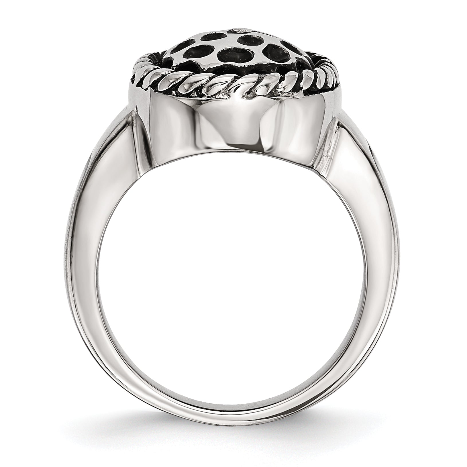 Stainless Steel Polished and Antiqued Ring Secondary image