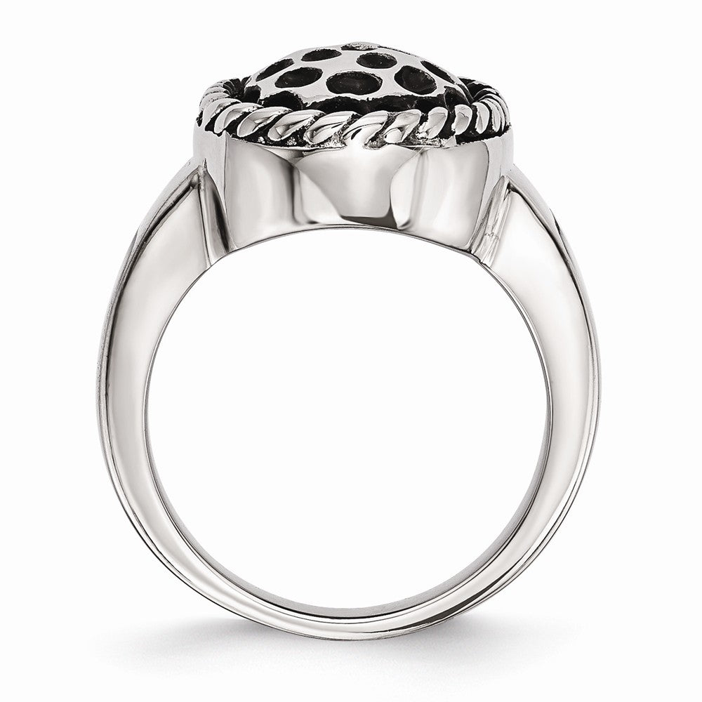 Stainless Steel Fashion Ring with Polished Antiqued Finish Elegant Design
