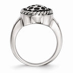 Stainless Steel Fashion Ring with Polished Antiqued Finish Elegant Design