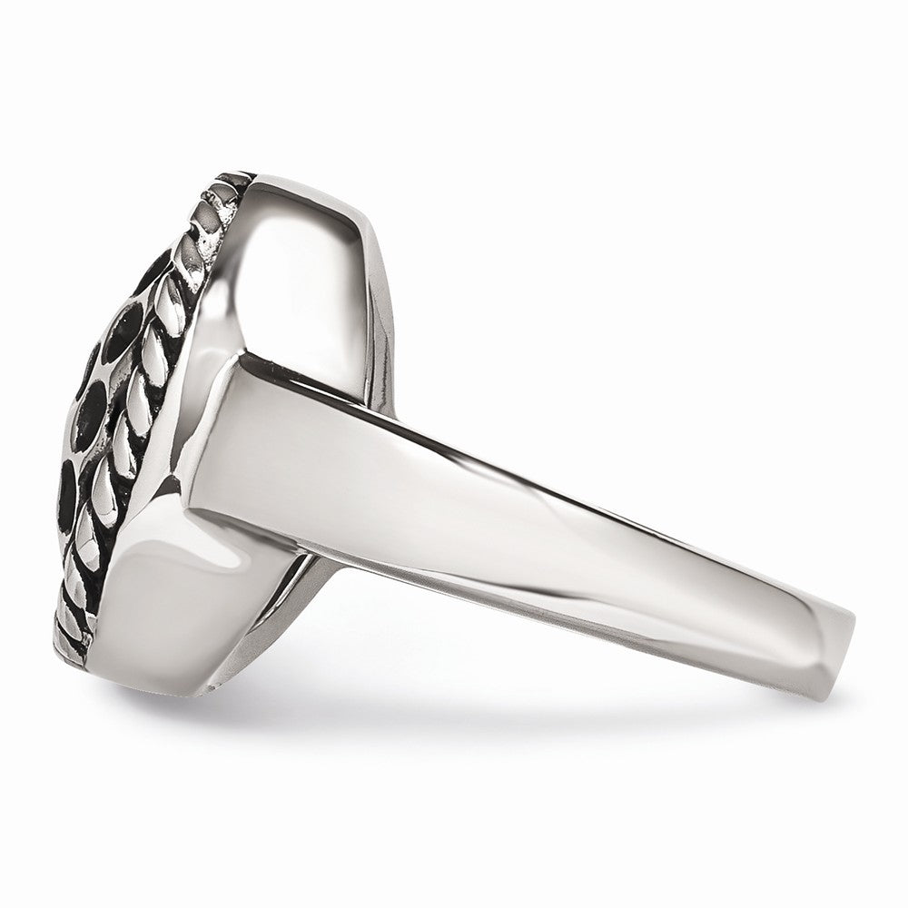 Stainless Steel Fashion Ring with Polished Antiqued Finish Elegant Design