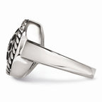 Stainless Steel Fashion Ring with Polished Antiqued Finish Elegant Design