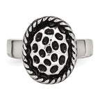 Stainless Steel Polished and Antiqued Ring