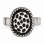 Stainless Steel Fashion Ring with Polished Antiqued Finish Elegant Design