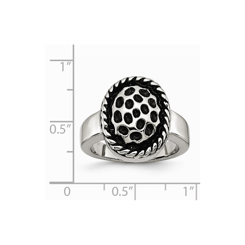 Stainless Steel Polished and Antiqued Ring