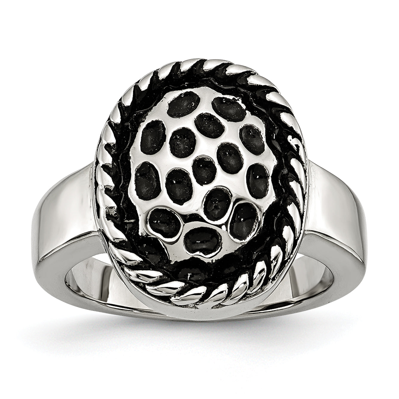 Stainless Steel Polished and Antiqued Ring Main image
