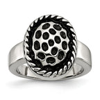 Stainless Steel Fashion Ring with Polished Antiqued Finish Elegant Design