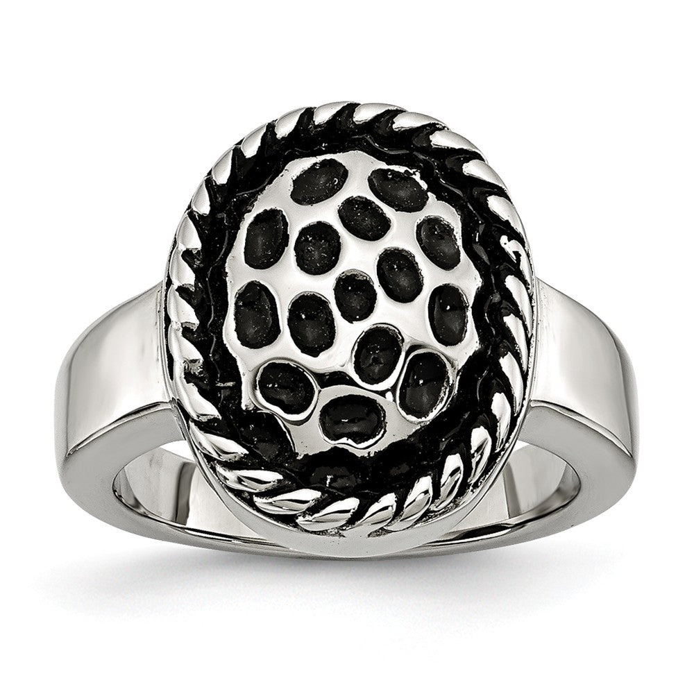 Stainless Steel Fashion Ring with Polished Antiqued Finish Elegant Design