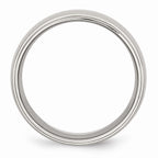 Ridged Edge Comfort-Fit Wedding Band in Stainless Steel, 8mm