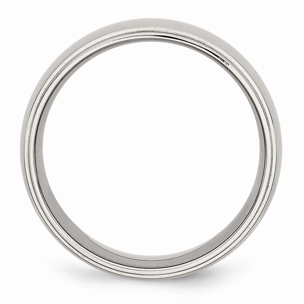 Ridged Edge Comfort-Fit Wedding Band in Stainless Steel, 8mm