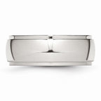Ridged Edge Comfort-Fit Wedding Band in Stainless Steel, 8mm