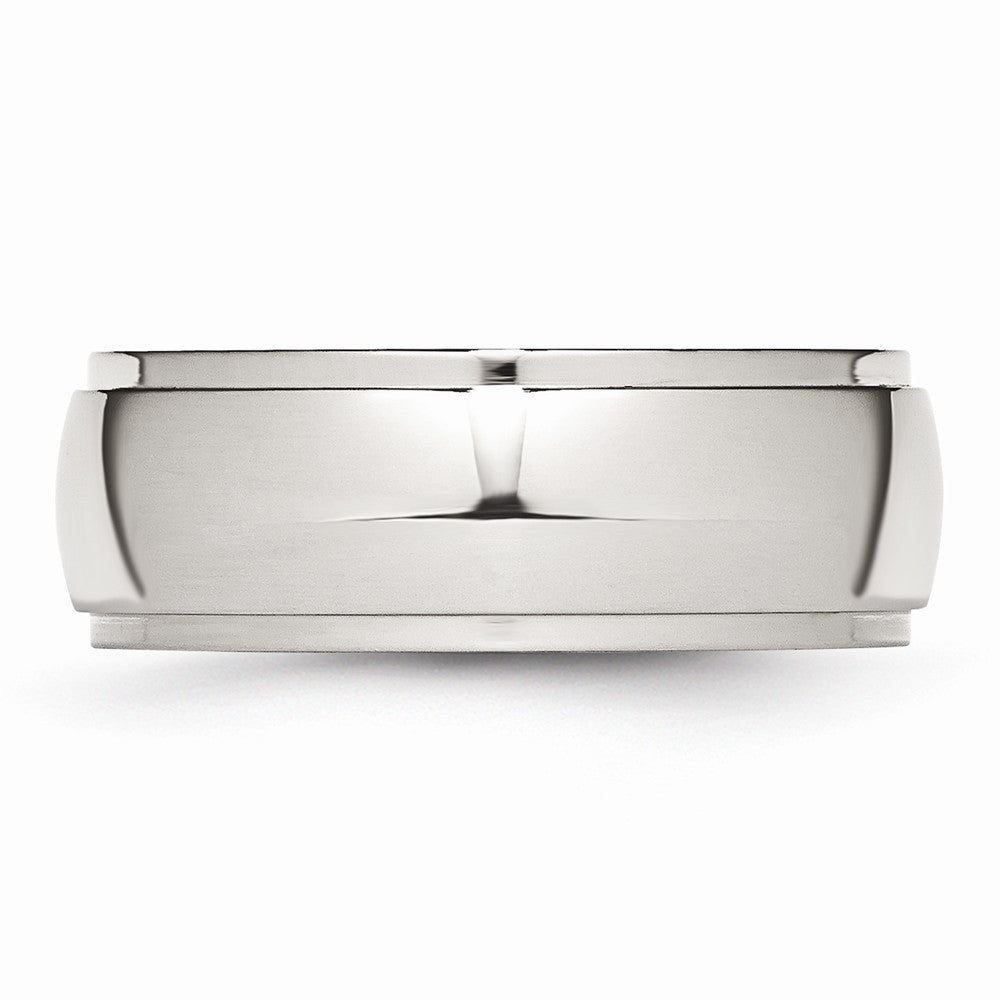 Ridged Edge Comfort-Fit Wedding Band in Stainless Steel, 8mm