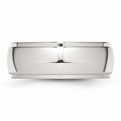 Sophia Jewelers Stainless Steel 8mm Polished Ridged Comfort Wedding Band, Engravable