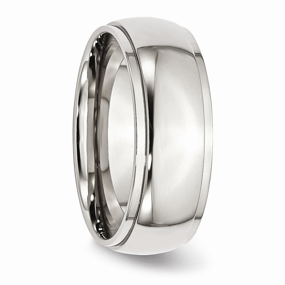 Ridged Edge Comfort-Fit Wedding Band in Stainless Steel, 8mm