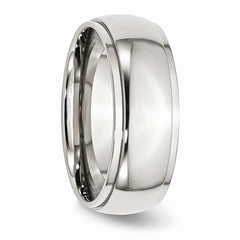 Sophia Jewelers Stainless Steel 8mm Polished Ridged Comfort Wedding Band, Engravable