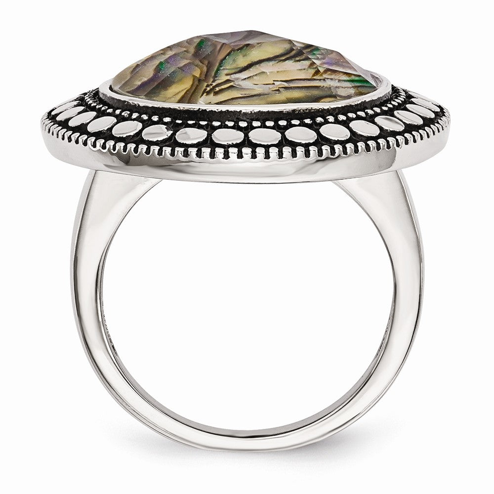 Abalone-Style Fashion Ring in Stainless Steel Secondary image