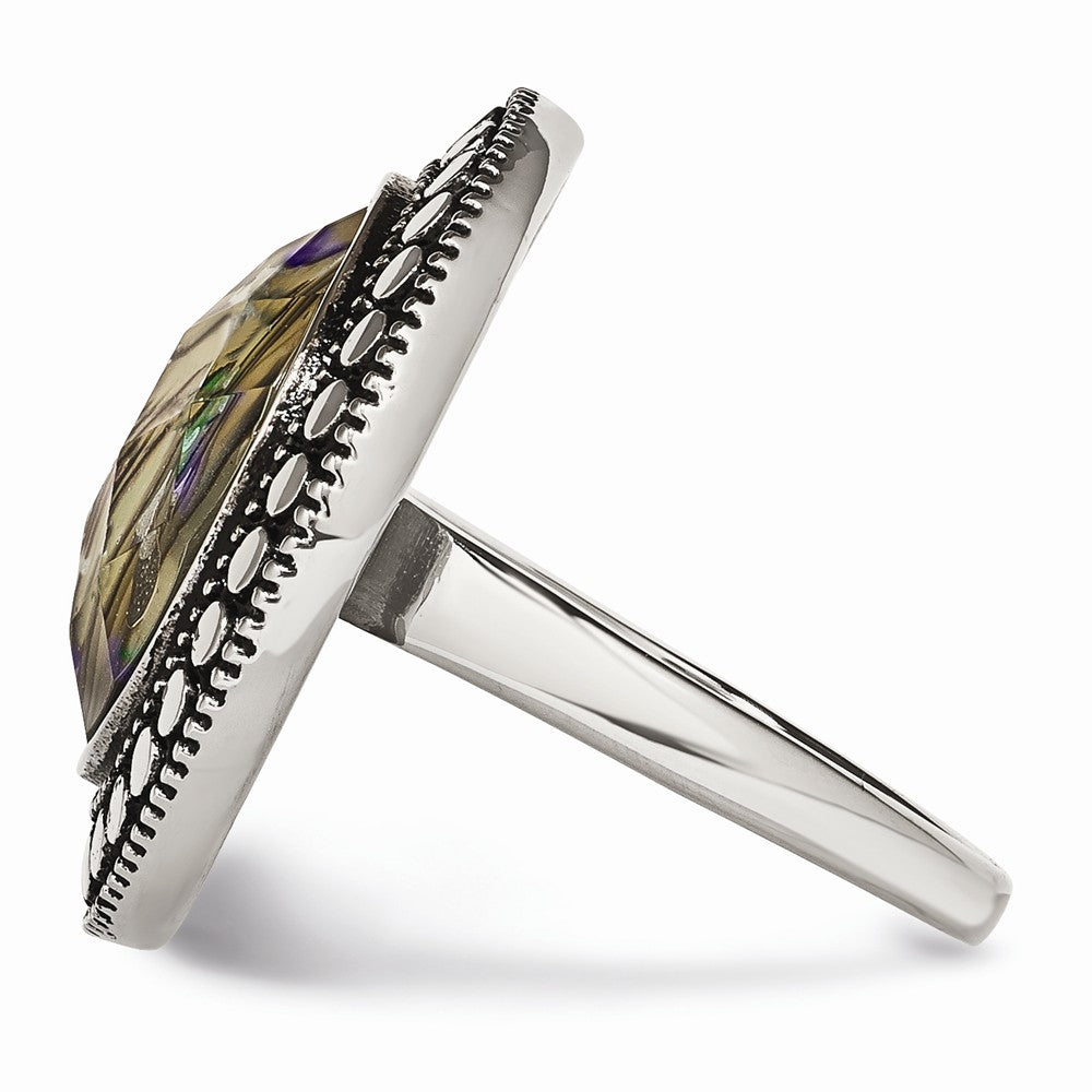 Abalone-Style Fashion Ring in Stainless Steel