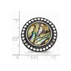 Stainless Steel Polished and Antiqued Synthetic Abalone Ring