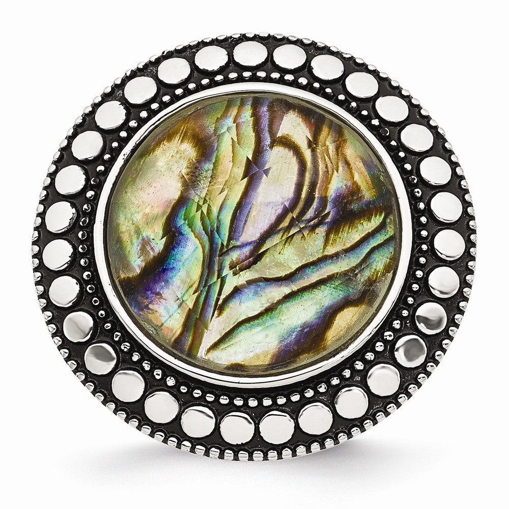 Abalone-Style Fashion Ring in Stainless Steel