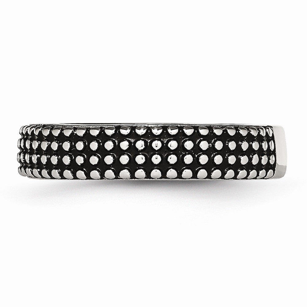 Sophia Jewelers Stainless Steel 5mm Polished & Antiqued Wedding Band - 6 - 6