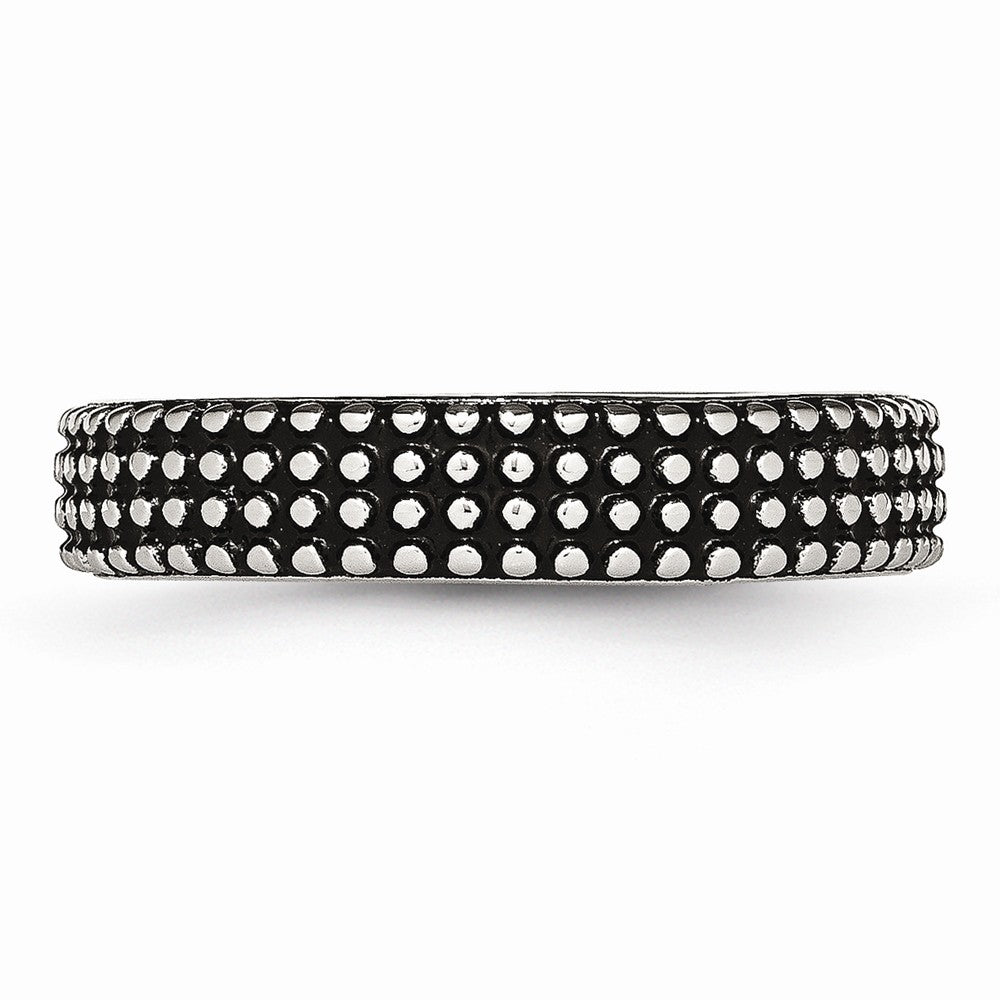 Sophia Jewelers Stainless Steel 5mm Polished & Antiqued Wedding Band - 6 - 6