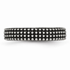 Sophia Jewelers Stainless Steel 5mm Polished & Antiqued Wedding Band - 6 - 6