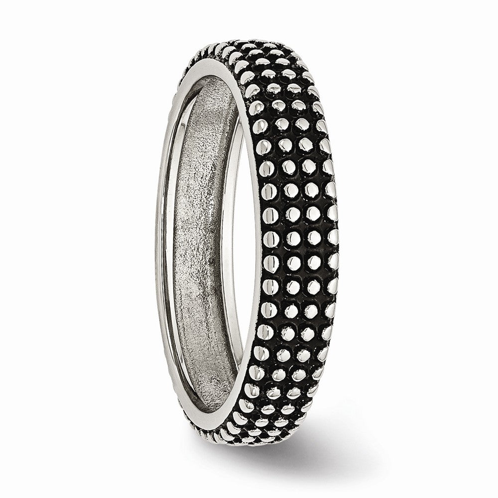 Sophia Jewelers Stainless Steel 5mm Polished & Antiqued Wedding Band - 6 - 6