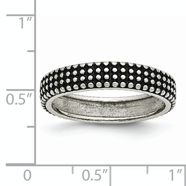 Stainless Steel Polished and Antiqued 5mm Band