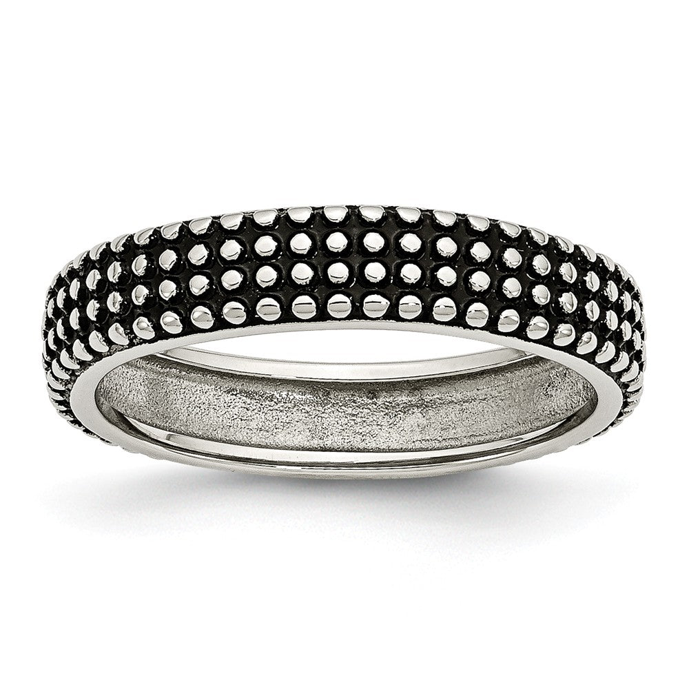 Polished & Antiqued Wedding Band in Stainless Steel, 5mm Main image