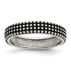 Sophia Jewelers Stainless Steel 5mm Polished & Antiqued Wedding Band - 6 - 6