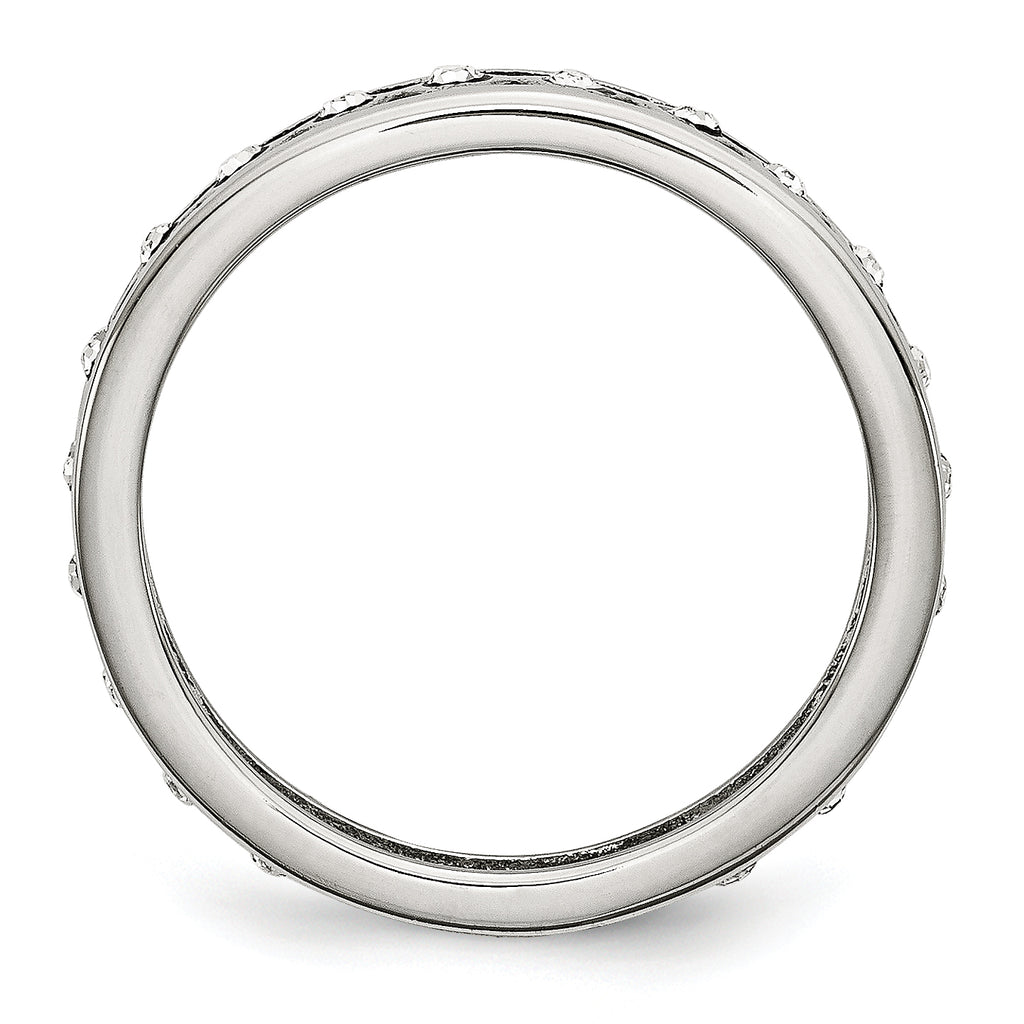 Crystal Wedding Band in Stainless Steel, 4.5mm