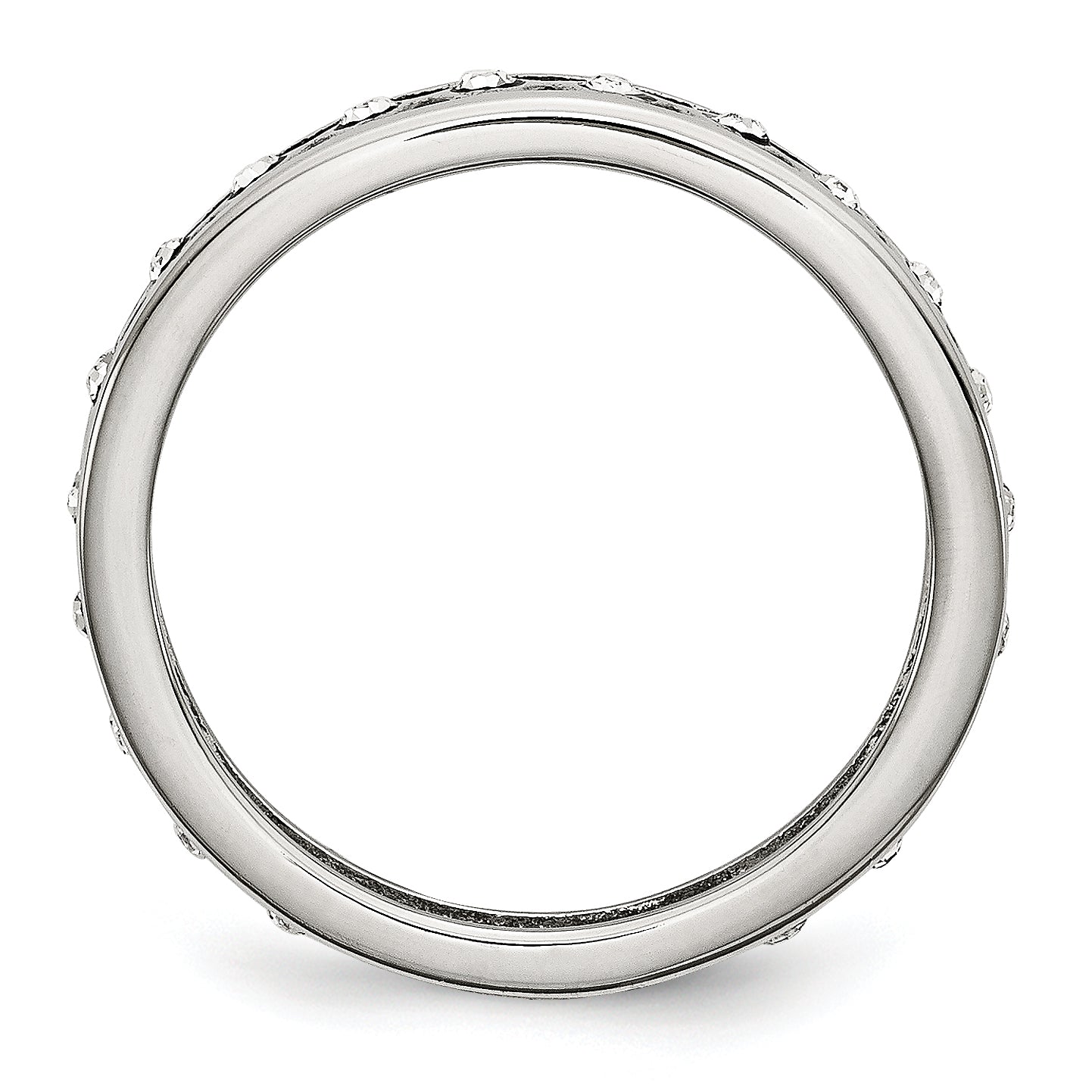 Crystal Wedding Band in Stainless Steel, 4.5mm