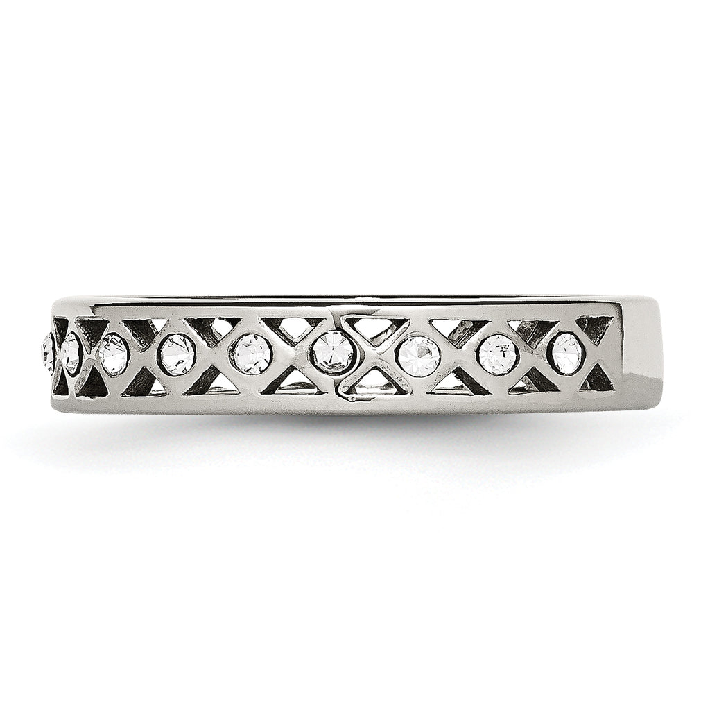 Crystal Wedding Band in Stainless Steel, 4.5mm