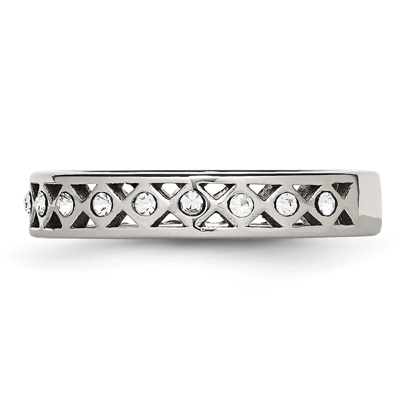Crystal Wedding Band in Stainless Steel, 4.5mm