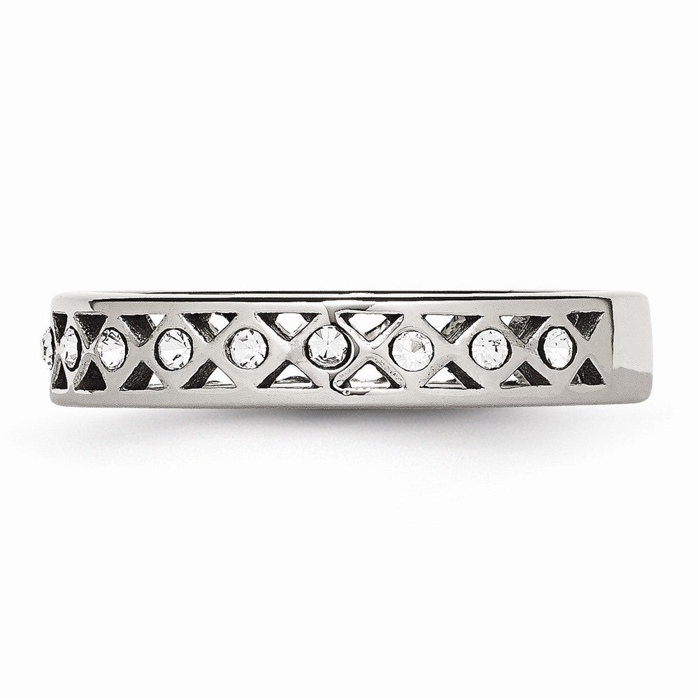 Sophia Jewelers Polished Stainless Steel 4.5mm Crystal Wedding Band - 5 - 5
