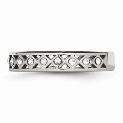 Sophia Jewelers Polished Stainless Steel 4.5mm Crystal Wedding Band - 5 - 5