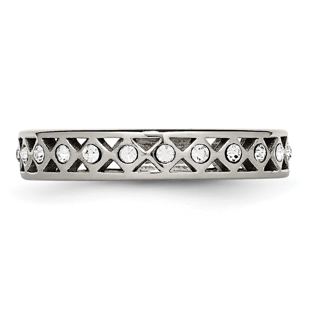 Crystal Wedding Band in Stainless Steel, 4.5mm