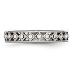 Crystal Wedding Band in Stainless Steel, 4.5mm