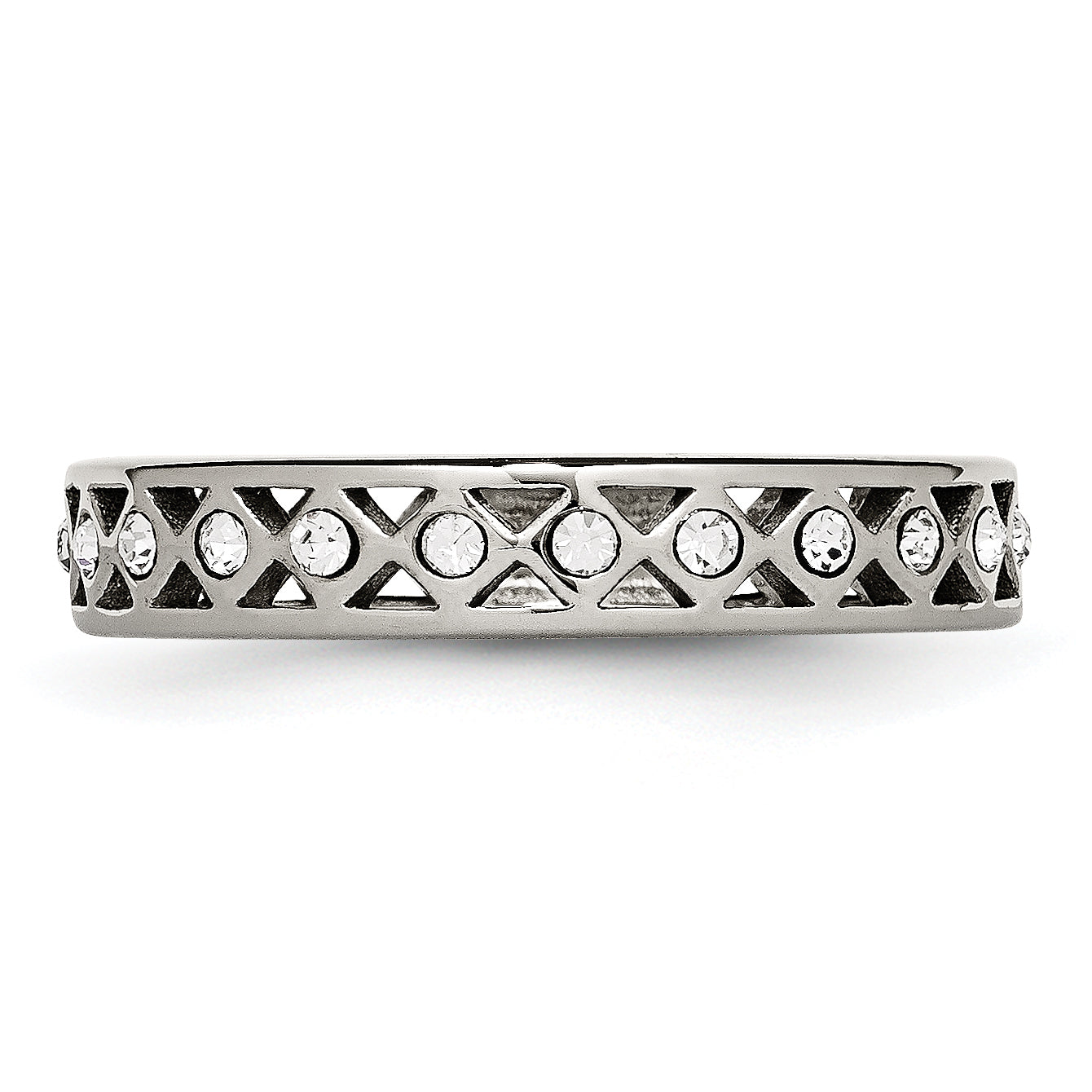 Crystal Wedding Band in Stainless Steel, 4.5mm