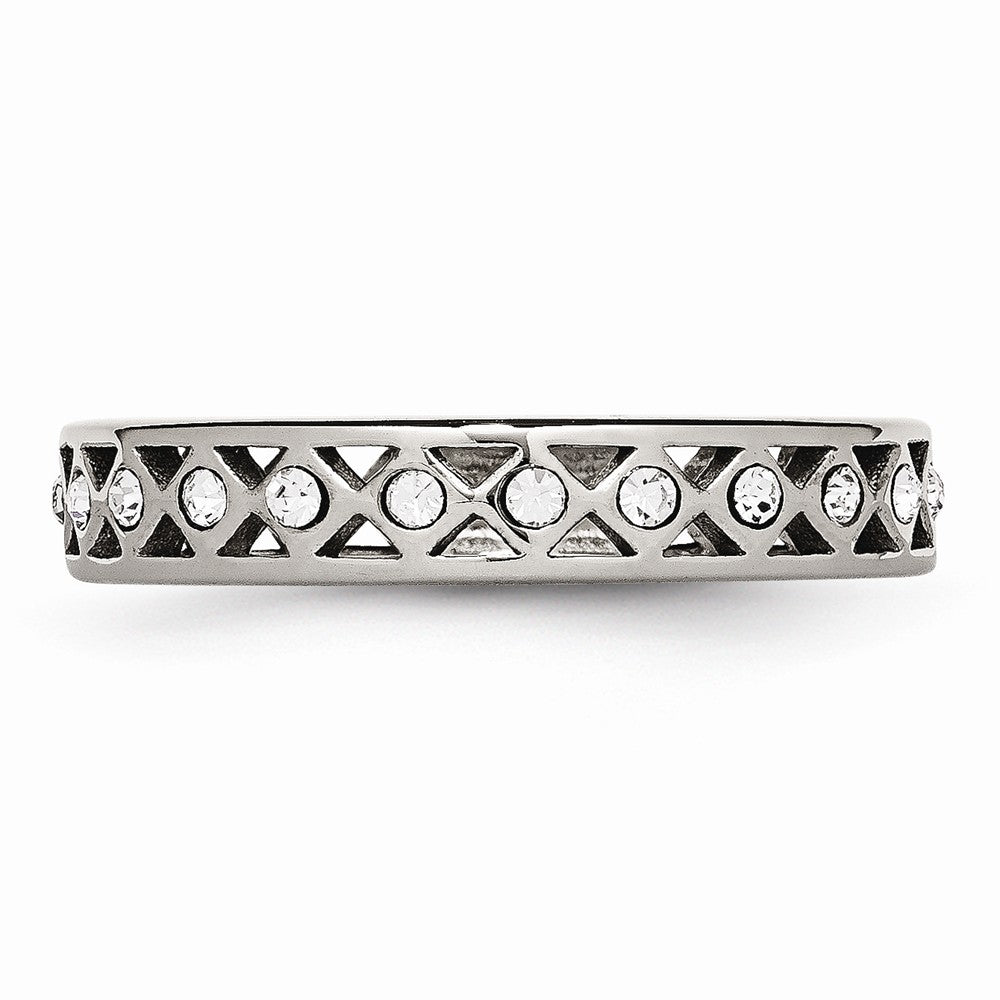 Sophia Jewelers Polished Stainless Steel 4.5mm Crystal Wedding Band - 5 - 5