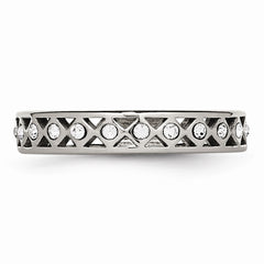 Sophia Jewelers Polished Stainless Steel 4.5mm Crystal Wedding Band - 5 - 5