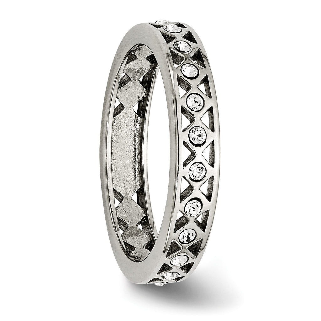 Crystal Wedding Band in Stainless Steel, 4.5mm