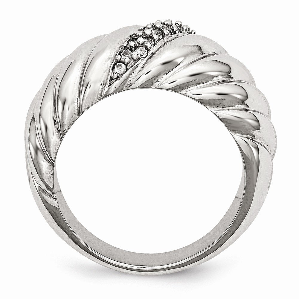 Stainless Steel Wedding Band with Polished Finish and CZ Elegance Secondary image